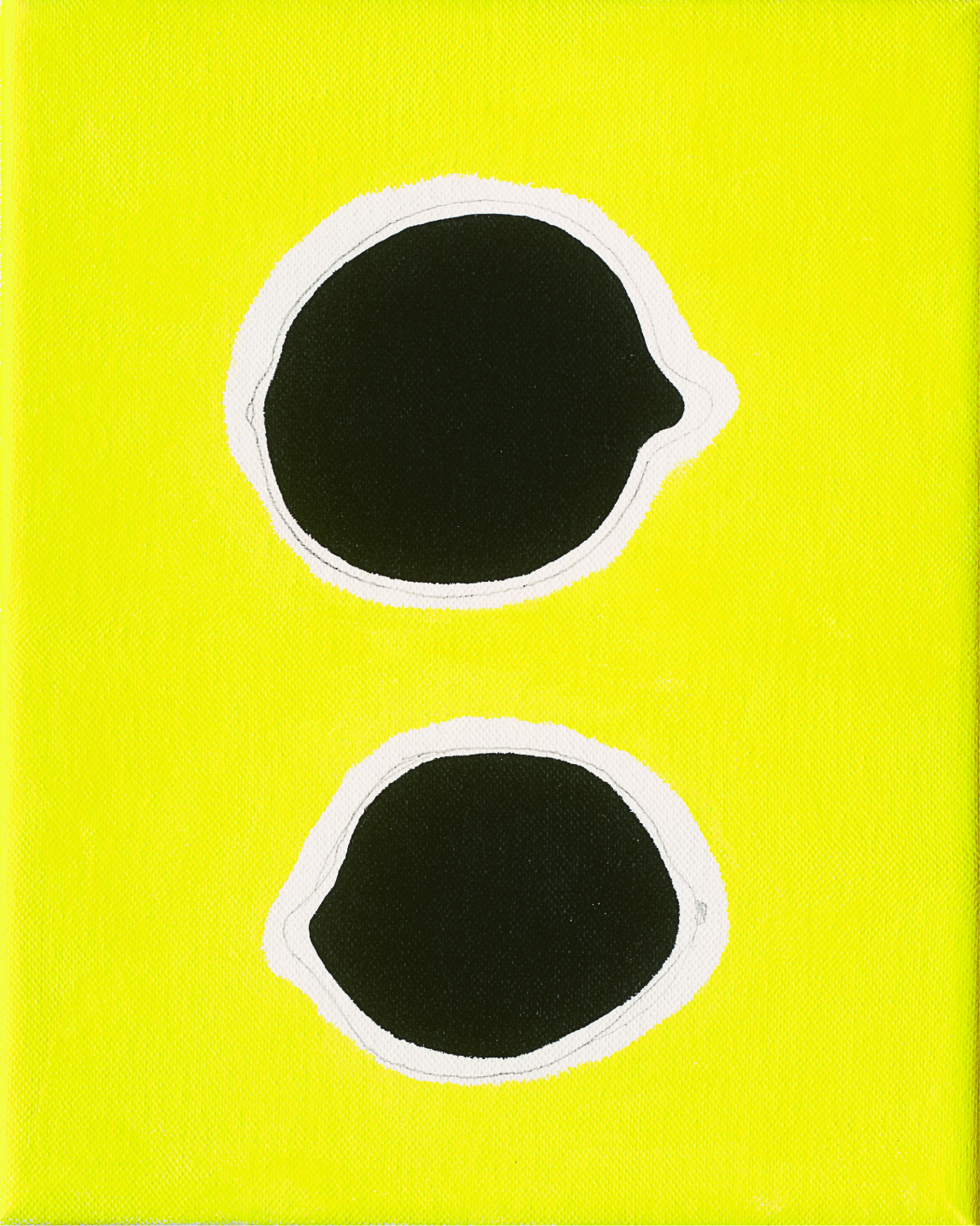 Two Lemons, 2016, pencil, acrylic on canvas, 20 x 25 cm